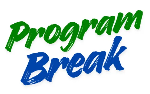 green and blue text "program break"