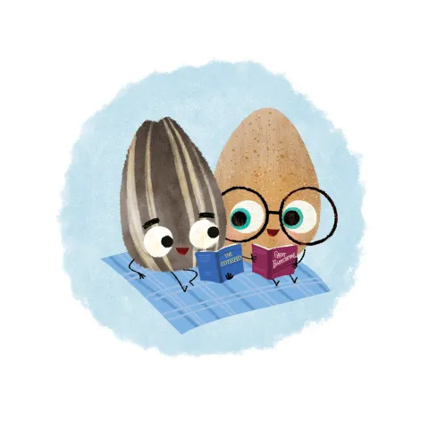 good egg and bad seed characters reading books