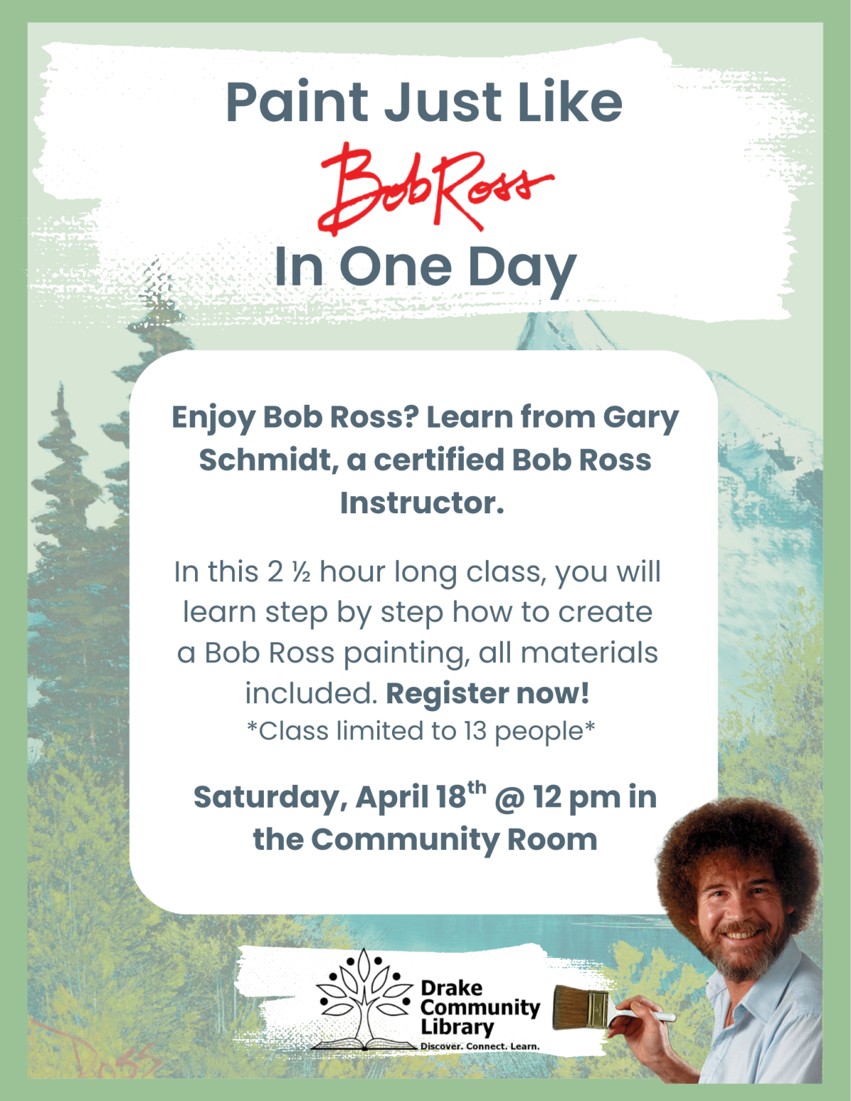 Paint Just Like Bob Ross in One Day Flyer
