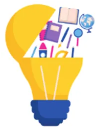 light bulb with school supplies