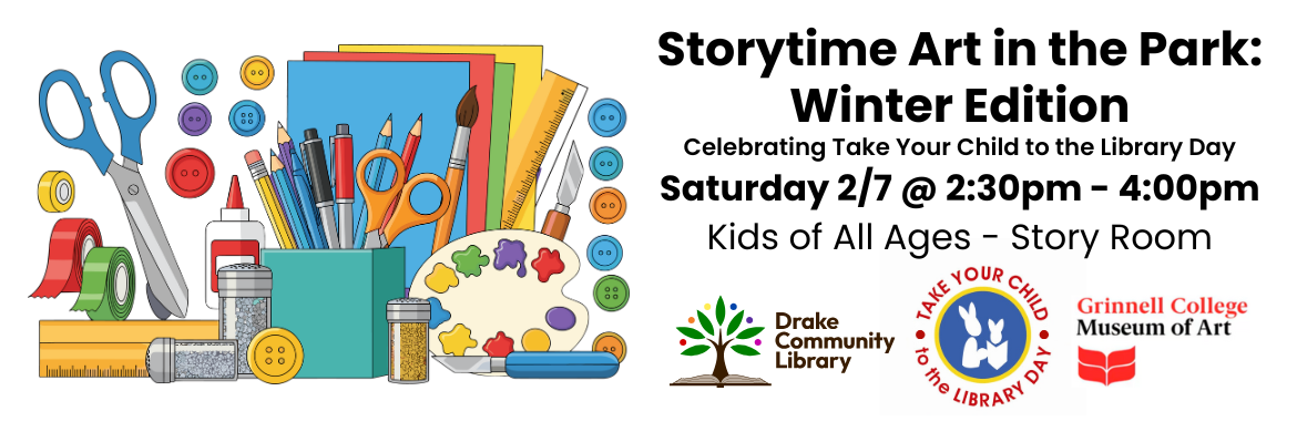 art supplies and program information text