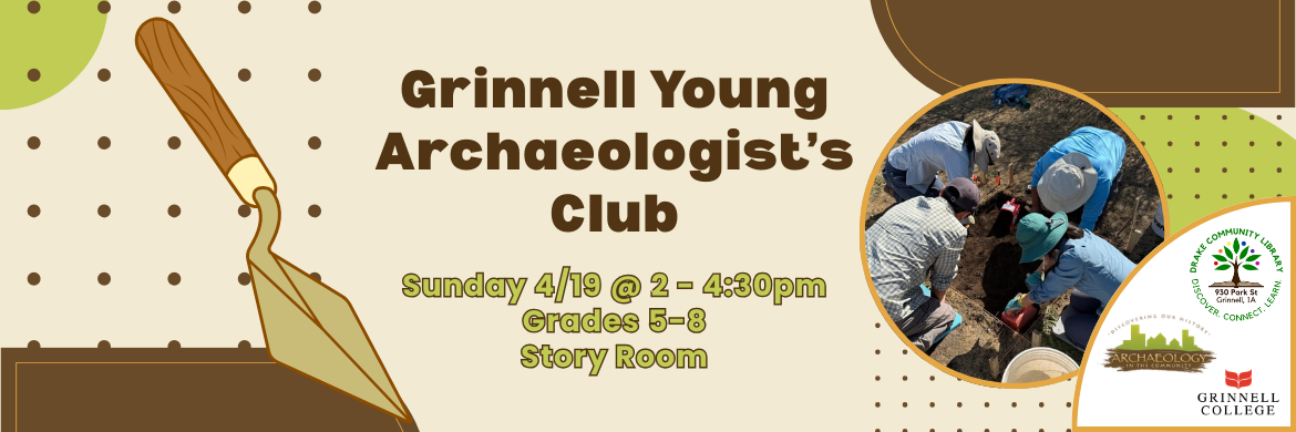 archaeology banner with four people participating in a dig